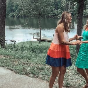 Shop These Three Multicolor block sundress